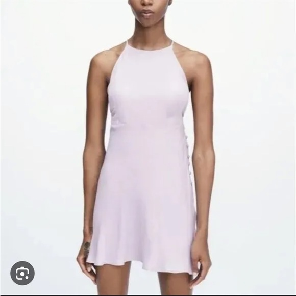 Zara Lilac Satin Mini Dress - Picture 1 of 13